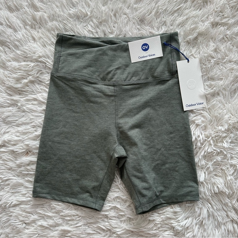 Outdoor Voices CloudKnit Bike Shorts Green High Rise Athletic Workout S M